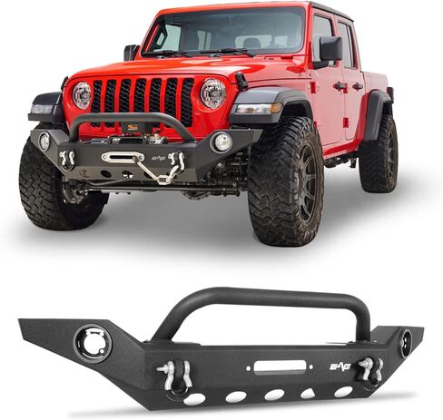 EAG Full Width Front Bumper with Fog Light Hole and Winch Plate Fit for 2020 2021 2022 Gladiator JT in Saudi Arabia