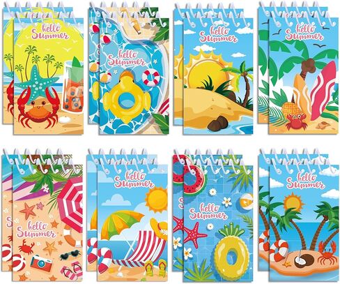 24 Pcs Mini Summer Spiral Notebook 3.9 x2.4 Inch Hawaiian Pool Watercolor Journal Lined Memo Pad Preppy Mini Top Spiral Notebook Office Supplies for Summer Beach Party Favors in Kuwait