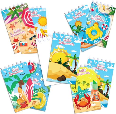 24 Pcs Mini Summer Spiral Notebook 3.9 x2.4 Inch Hawaiian Pool Watercolor Journal Lined Memo Pad Preppy Mini Top Spiral Notebook Office Supplies for Summer Beach Party Favors in Kuwait