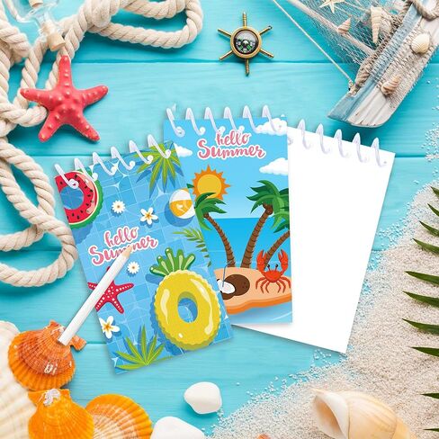 24 Pcs Mini Summer Spiral Notebook 3.9 x2.4 Inch Hawaiian Pool Watercolor Journal Lined Memo Pad Preppy Mini Top Spiral Notebook Office Supplies for Summer Beach Party Favors in Kuwait