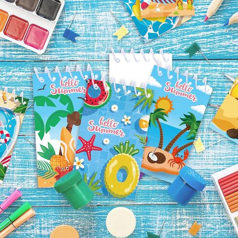 24 Pcs Mini Summer Spiral Notebook 3.9 x2.4 Inch Hawaiian Pool Watercolor Journal Lined Memo Pad Preppy Mini Top Spiral Notebook Office Supplies for Summer Beach Party Favors in Kuwait