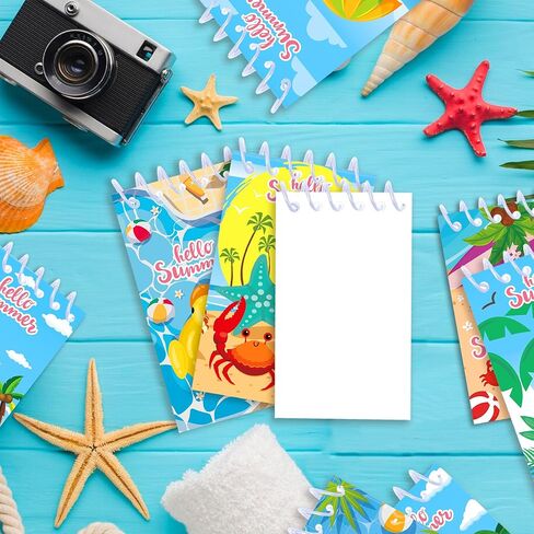 24 Pcs Mini Summer Spiral Notebook 3.9 x2.4 Inch Hawaiian Pool Watercolor Journal Lined Memo Pad Preppy Mini Top Spiral Notebook Office Supplies for Summer Beach Party Favors in Kuwait