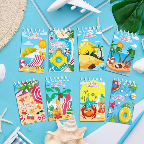 24 Pcs Mini Summer Spiral Notebook 3.9 x2.4 Inch Hawaiian Pool Watercolor Journal Lined Memo Pad Preppy Mini Top Spiral Notebook Office Supplies for Summer Beach Party Favors in Kuwait