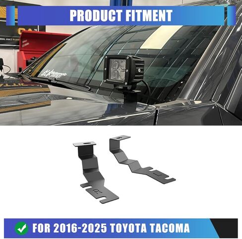 دعامات إضاءة خندق A-Pillar لسيارة Toyota Tacoma 2016-2026 / 2025-2026 4 عداء، دعامات تثبيت إضاءة LED متوافقة مع ملحقات Toyota Tacoma/4Runner (قطعتان) in Kuwait