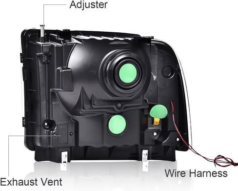 مجموعة المصابيح الأمامية PIT66 LED متوافقة مع 2005 2006 2007 Ford F250 F350 F450 Super Duty/ 2005 Excursion (غير مناسبة لطراز المصابيح الأمامية ذات الشعاع المختوم) عدسة دخانية للمصابيح الأمامية غطاء أسود عاكس شفاف in Kuwait