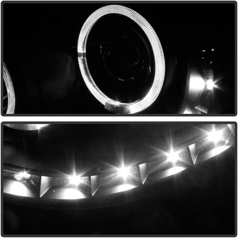 ACANII - For 2005-2011 Toyota Tacoma TRD أسود LED جهاز عرض هالو المصابيح الأمامية زوج مجموعة السائق + جانب الركاب in Kuwait