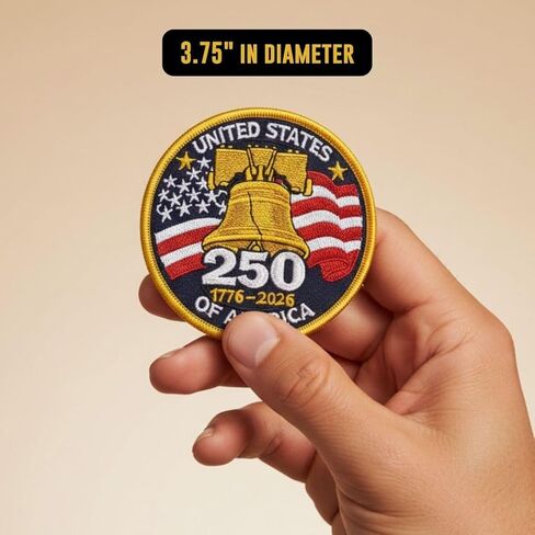 التصحيح التذكاري للذكرى الـ 250 للولايات المتحدة الأمريكية | 1776–2026 إصدار محدود 3.75 بوصة رقعة كتف مطرزة مستديرة | أمريكا 250 عيد الاستقلال قابلة للتجميع، رقعة الروح المعنوية الوطنية (رقعة واحدة) in Kuwait