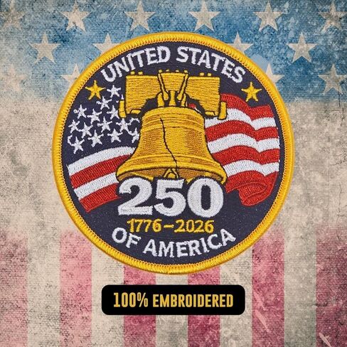 التصحيح التذكاري للذكرى الـ 250 للولايات المتحدة الأمريكية | 1776–2026 إصدار محدود 3.75 بوصة رقعة كتف مطرزة مستديرة | أمريكا 250 عيد الاستقلال قابلة للتجميع، رقعة الروح المعنوية الوطنية (رقعة واحدة) in Kuwait