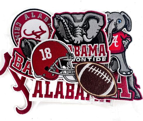 9PCS Alabama Iron on Patches, Football Patches for Jeans, T-Shirts, Backpacks, Hats, Sew On for More in Saudi Arabia