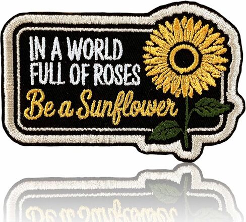 Be a Sunflower Patch 3 Inch Inspirational Sunflower Quote Embroidered Patches Sew On Iron On for Backpack, Jacket, Hat DIY Uniform Clothes Gift for Men Women Kid in Kuwait