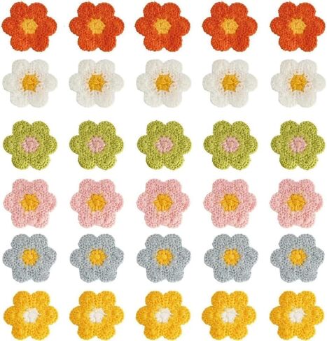 Flower Sew On Patches, Crochet Floral Applique, DIY Embellishments for Clothes Dress Jeans Jackets Hat Shoes Bags, 6 Colors, 6 Pieces in Saudi Arabia