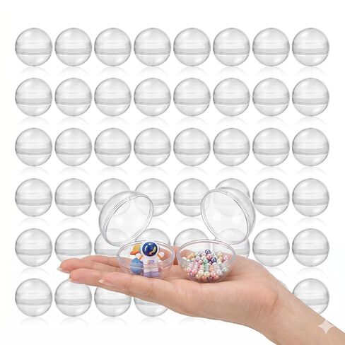 50Pcs Clear Plastic Gumball Capsules Machine, 2 Inch Round Toy Containers for Vending Machine, Easy-Open Egg SurpriseShells for DIY Crafts, Party Favors, Small Bead Storage Organizer in Kuwait
