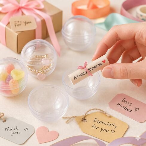 50Pcs Clear Plastic Gumball Capsules Machine, 2 Inch Round Toy Containers for Vending Machine, Easy-Open Egg SurpriseShells for DIY Crafts, Party Favors, Small Bead Storage Organizer in Kuwait