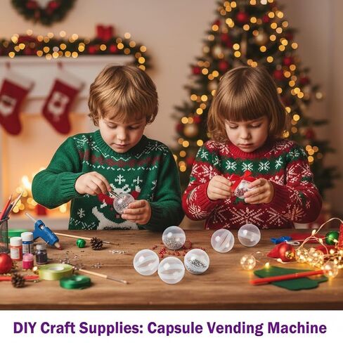 50Pcs Clear Plastic Gumball Capsules Machine, 2 Inch Round Toy Containers for Vending Machine, Easy-Open Egg SurpriseShells for DIY Crafts, Party Favors, Small Bead Storage Organizer in Kuwait