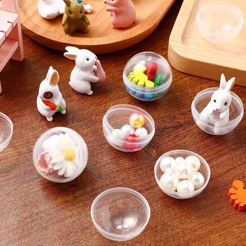 50Pcs Clear Plastic Gumball Capsules Machine, 2 Inch Round Toy Containers for Vending Machine, Easy-Open Egg SurpriseShells for DIY Crafts, Party Favors, Small Bead Storage Organizer in Kuwait