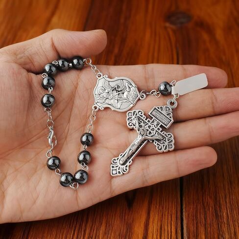 CZMZHFC 4 Sets Saint Michael Medals & Pardon Crucifix for DIY Rosary Making,Silver Religious Centerpiece Charms for Bracelets/Keychains & Catholic Craft Supplies,St Michael Rosary Making Kit in Kuwait