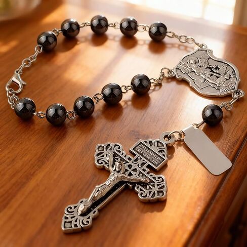 CZMZHFC 4 Sets Saint Michael Medals & Pardon Crucifix for DIY Rosary Making,Silver Religious Centerpiece Charms for Bracelets/Keychains & Catholic Craft Supplies,St Michael Rosary Making Kit in Kuwait
