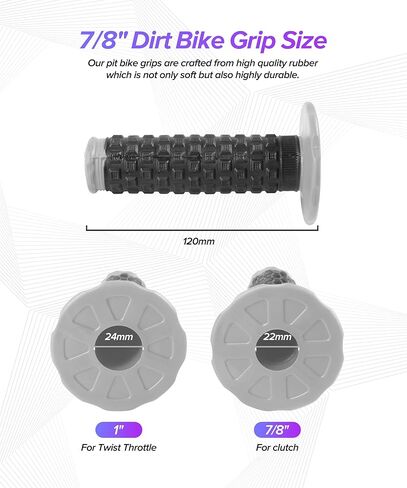 Dirt Bike Grips,Car Accessories Universal 7/8" Motorcycle Grips,Rubber Anti-Slip Throttle Bar Grip,Suitable for CRF50 CRF70 CRF80 XR50 XR100R CRF125 CRF100 CRF150F CRF230F (Gray) in Saudi Arabia