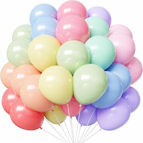 Hiquaty Pastel Latex Balloons,100pcs 12 Inch Rainbow Balloons Multicolor Balloons for Easter Birthday Wedding Bridal Shower Party Decorations in Saudi Arabia