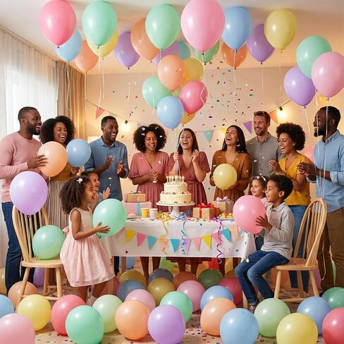 Hiquaty Pastel Latex Balloons,100pcs 12 Inch Rainbow Balloons Multicolor Balloons for Easter Birthday Wedding Bridal Shower Party Decorations in Saudi Arabia