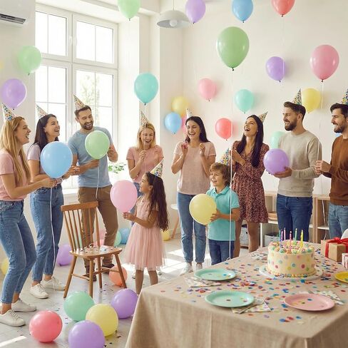 Hiquaty Pastel Latex Balloons,100pcs 12 Inch Rainbow Balloons Multicolor Balloons for Easter Birthday Wedding Bridal Shower Party Decorations in Saudi Arabia