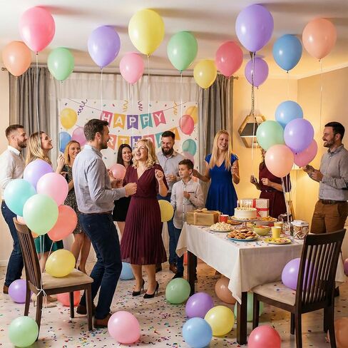 Hiquaty Pastel Latex Balloons,100pcs 12 Inch Rainbow Balloons Multicolor Balloons for Easter Birthday Wedding Bridal Shower Party Decorations in Saudi Arabia