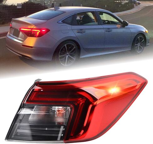 RH LH W/Side Marker Outer Tail light Fit for 2022 2023 2024 Honda Civic Sedan LED Rear Lamp Assembly Right Passenger Side With Bulbs 33500T20A01 HO2805123 in Kuwait