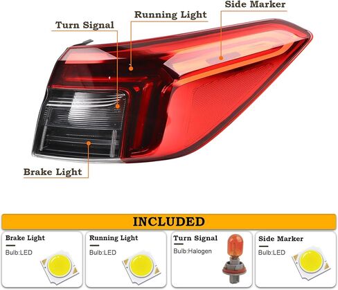 RH LH W/Side Marker Outer Tail light Fit for 2022 2023 2024 Honda Civic Sedan LED Rear Lamp Assembly Right Passenger Side With Bulbs 33500T20A01 HO2805123 in Kuwait
