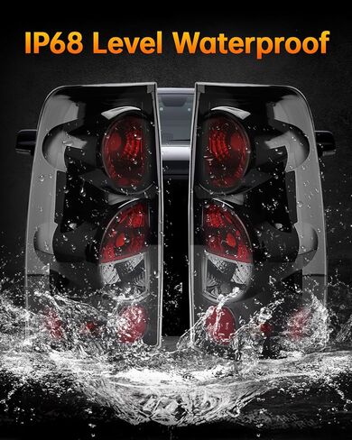 مصباح خلفي للفرامل OKLPF متوافق مع 1999-2006 Chevy Silverado 1500 1500HD 2500 2500HD 3500 3500HD، 1999-2002 GMC Sierra 1500 2500 3500، مجموعة الضوء الخلفي للعدسة السوداء المدخنة، لا تتضمن لمبة in Kuwait