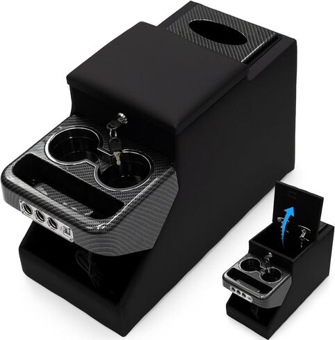 Center Console Between Seat Organizer for Minivans,SUVs,with Dual USB Charging & Phone Holder and Drawers for Minivan&SUVs, Middle Van Floor Console Organizer Storage Box Black with Locking in Saudi Arabia