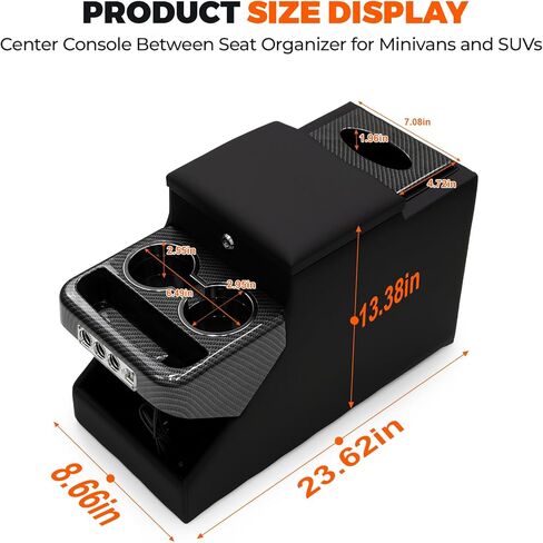 Center Console Between Seat Organizer for Minivans,SUVs,with Dual USB Charging & Phone Holder and Drawers for Minivan&SUVs, Middle Van Floor Console Organizer Storage Box Black with Locking in Saudi Arabia
