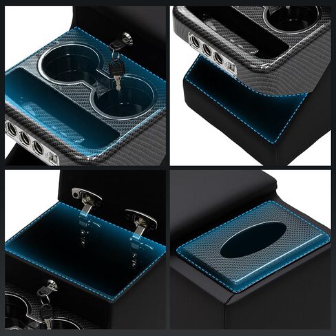 Center Console Between Seat Organizer for Minivans,SUVs,with Dual USB Charging & Phone Holder and Drawers for Minivan&SUVs, Middle Van Floor Console Organizer Storage Box Black with Locking in Saudi Arabia