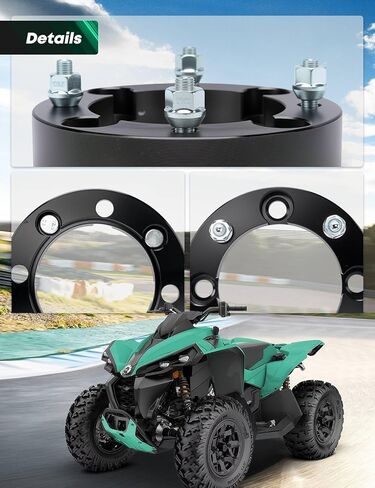 فواصل عجلات YHTAUTO 4x137 مقاس 1.25 بوصة متوافقة مع Can-Am & Bombardier & Kawasaki & سوزوكي، فواصل الإطارات مع مسامير بدرجة 10x1.25 و12.9، تجويف مركزي 110 مم 4 عروة 4 قطع باللون الأسود in Kuwait