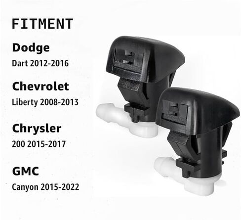 Windshield Washer Nozzles Kit compatible with Dodge Dart 2012-2016, Chrysler 200 2015-2017, Chevy Colorado 2015-2022, GMC Canyon, Front Wiper Spray Jet Kit, Replaces 68081370AB in Saudi Arabia