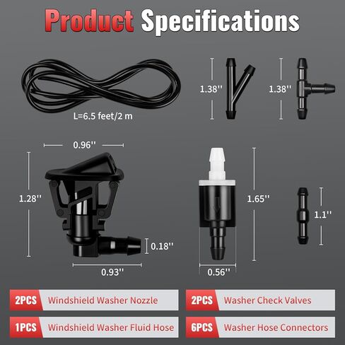 68164356 Windshield Washer Nozzles Kit - Compatible with Jeep Wrangler JK 2013-2017, JL 2018-2024, Gladiator 2019-2021 Windshield Sprayer Nozzles Kit - Replace 68164356AB in Saudi Arabia