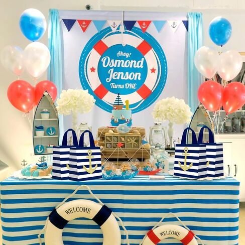 KERINGO 24 PCS Nautical Goodie Bags Cruise Party Favors Non Woven Anchors Candy Bags with Handles Party Decoration Nautical Goody Gift Treat Bags Nautical Themed Birthday Party Supplies in Saudi Arabia