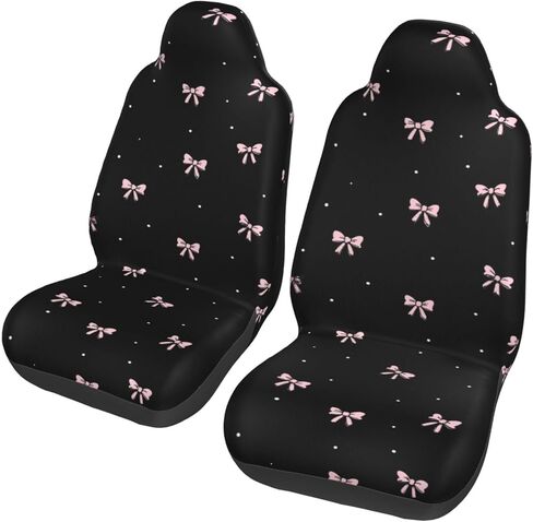 Small Pink Bows Car Seat Covers Set of 2, Non-Slip Front Car Seats Protector Covers Vintage Universal for Most Cars, Suvs,Truck,Vehicle Interior Decor in Saudi Arabia