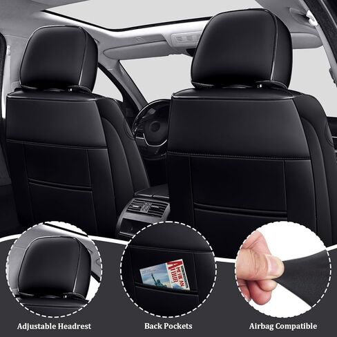 Car Seat Covers Full Set for Dodge Challenger 2008-2023, Anti-Slip Full Coverage Car Seat Covers, Waterproof Nappa Leather Car Seat Cover Sets(5 Seats/Black) in Saudi Arabia