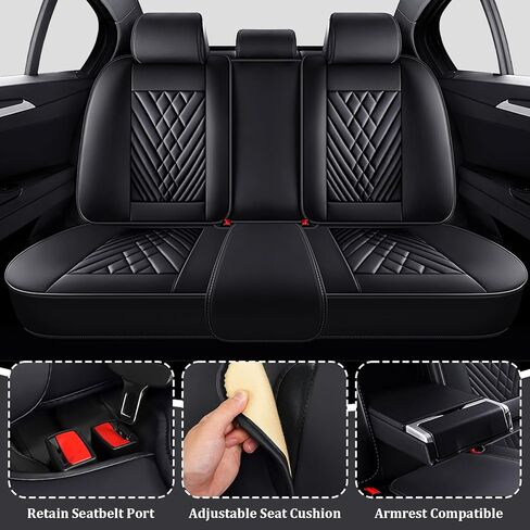 Car Seat Covers Full Set for Dodge Challenger 2008-2023, Anti-Slip Full Coverage Car Seat Covers, Waterproof Nappa Leather Car Seat Cover Sets(5 Seats/Black) in Saudi Arabia
