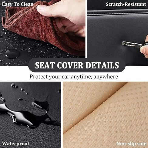 Car Seat Covers Full Set for Dodge Challenger 2008-2023, Anti-Slip Full Coverage Car Seat Covers, Waterproof Nappa Leather Car Seat Cover Sets(5 Seats/Black) in Saudi Arabia