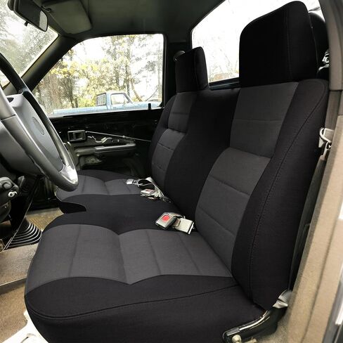 60/40 Split Bench Seat Cover with Thick Padding, Adjustable Headrest & Armrest Access for Toyota Pickup 1989-1994, Front Row Durable Automotive Fabric Protector - Gray in Saudi Arabia