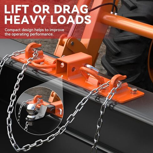 Universal Tractor Bucket Grab Hooks 2" Receiver, 3/8" Bolt On Grab Hooks with 1/2" Forged Tie Down D Rings for Tractor Buckets with Back Steel Plate(Orange) in Saudi Arabia