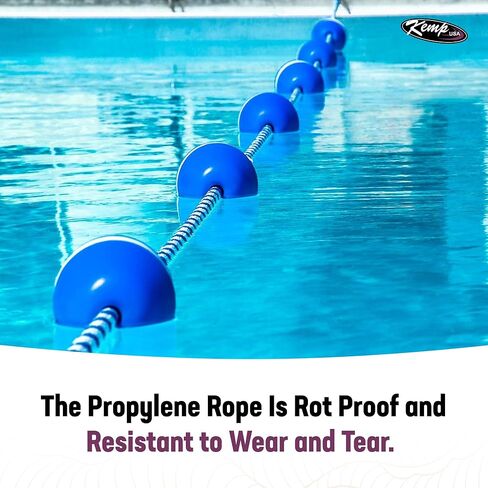 Kemp USA 600 ft Polypropylene Floating Marine Rope Spool 1/2 Inch 3-Strand UV Stabilized Rot-Resistant Rope for Pools, Lakes, Boats, Anchors & Lane Dividers Royal Blue White in Kuwait