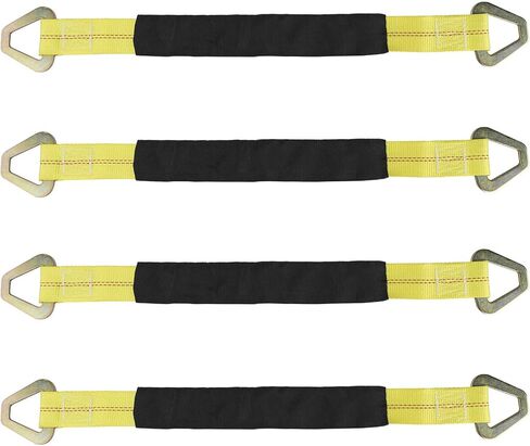 NovelBee 4 Pack of 24 x 2" Axle Strap with Protective Sleeve and D-Ring for Securing Car Transport (Yellow) in Kuwait
