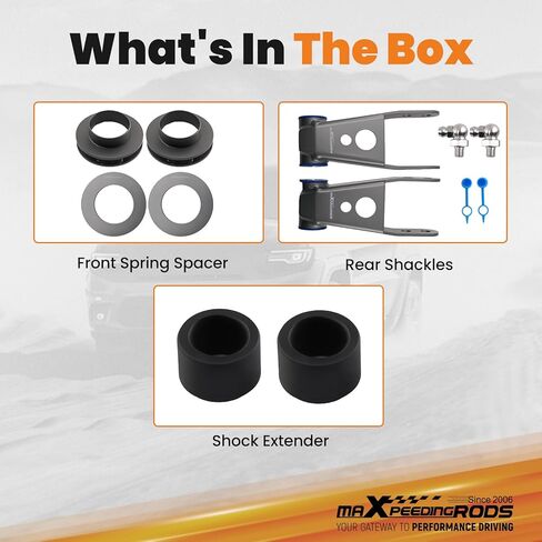 طقم تسوية الرفع الأمامي والخلفي 2.5 بوصة من maxpeedingrods لدودج داكوتا 1987-2004 2WD، لدودج دورانجو 1998-2003 2WD in Kuwait