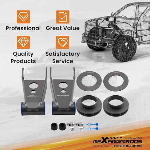 طقم تسوية الرفع الأمامي والخلفي 2.5 بوصة من maxpeedingrods لدودج داكوتا 1987-2004 2WD، لدودج دورانجو 1998-2003 2WD in Kuwait
