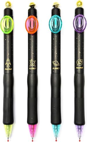4 PCS Retractable Fun Outer Space Gel Pens with Large Capacity Refill Black Ink, Comfort Silicone Grip, Smooth Writing for Journaling, Space Lovers in Saudi Arabia