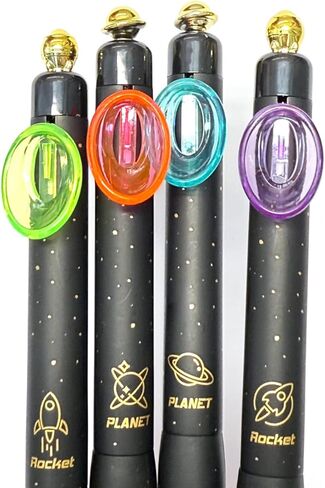 4 PCS Retractable Fun Outer Space Gel Pens with Large Capacity Refill Black Ink, Comfort Silicone Grip, Smooth Writing for Journaling, Space Lovers in Saudi Arabia
