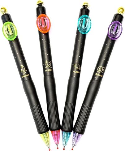 4 PCS Retractable Fun Outer Space Gel Pens with Large Capacity Refill Black Ink, Comfort Silicone Grip, Smooth Writing for Journaling, Space Lovers in Saudi Arabia