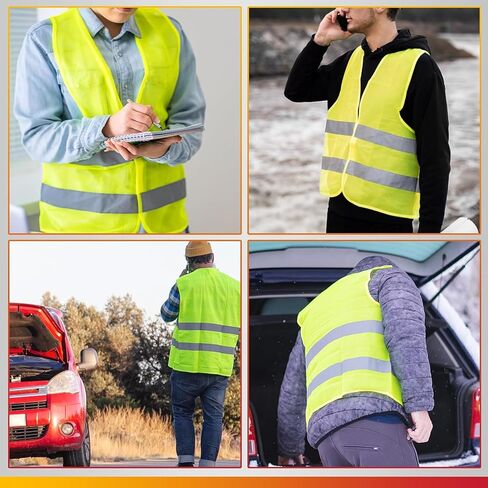DASBET 2 Pack Emergency Warning Triangles with 1 Pack Reflective Vest, Reflective Roadside Safety Triangles with Storage Case, Foldable Warning Triangle for Vehicles Breakdown in Kuwait